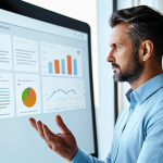 A professional man, mid-30s, dressed in a modest business casual shirt, deeply focused while interacting with a sleek, futuristic online cognitive training platform displayed on a translucent tablet. Subtle, abstract glowing lines emanating from the screen hint at AI-driven personalized learning and mental adaptation. The background is a modern, minimalist study with soft, natural light, conveying a sense of calm and clarity. Fully clothed, appropriate attire, professional dress, safe for work, appropriate content, professional, perfect anatomy, correct proportions, natural pose, well-formed hands, proper finger count, natural body proportions.